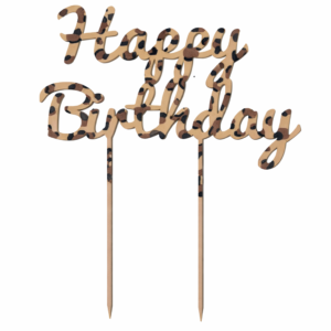 Taart topper leopard - Happy birthday